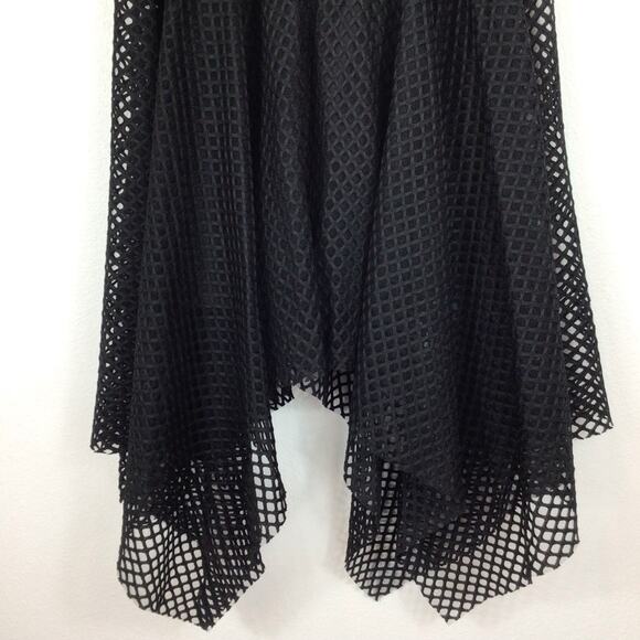 Patrizia Luca Black Eyelet Mesh Net Asymmetric A-Line Skirt size XS - Picture 6 of 8
